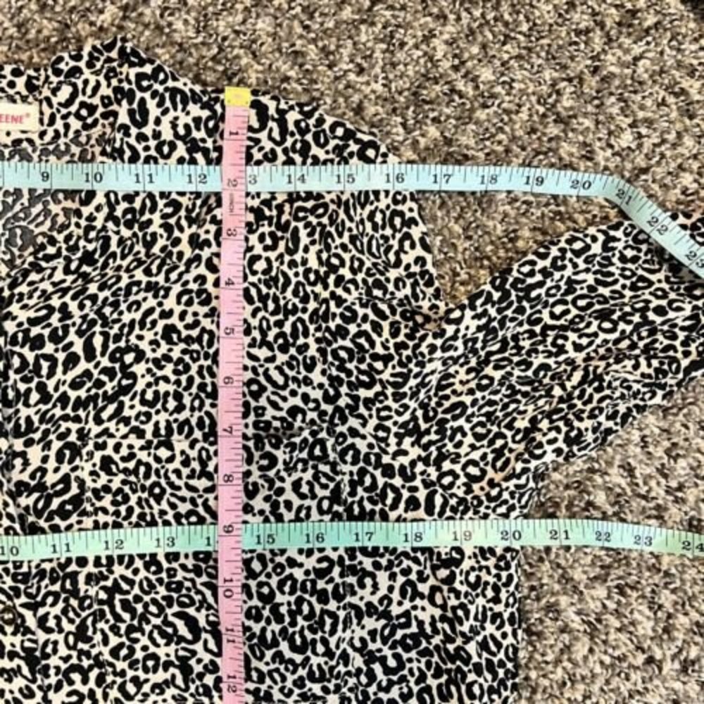 Grand & Greene Small Leopard Animal Print Roll Tab Long Sleeve Button Up Blouse - Picture 11 of 14